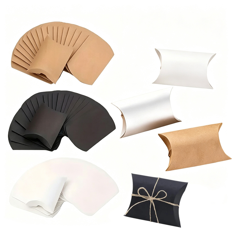 Kraft Paper Box - 50/100 個マルチカラークラフト紙枕箱クリスマスクラフト紙枕箱結婚式誕生日包装用品装飾