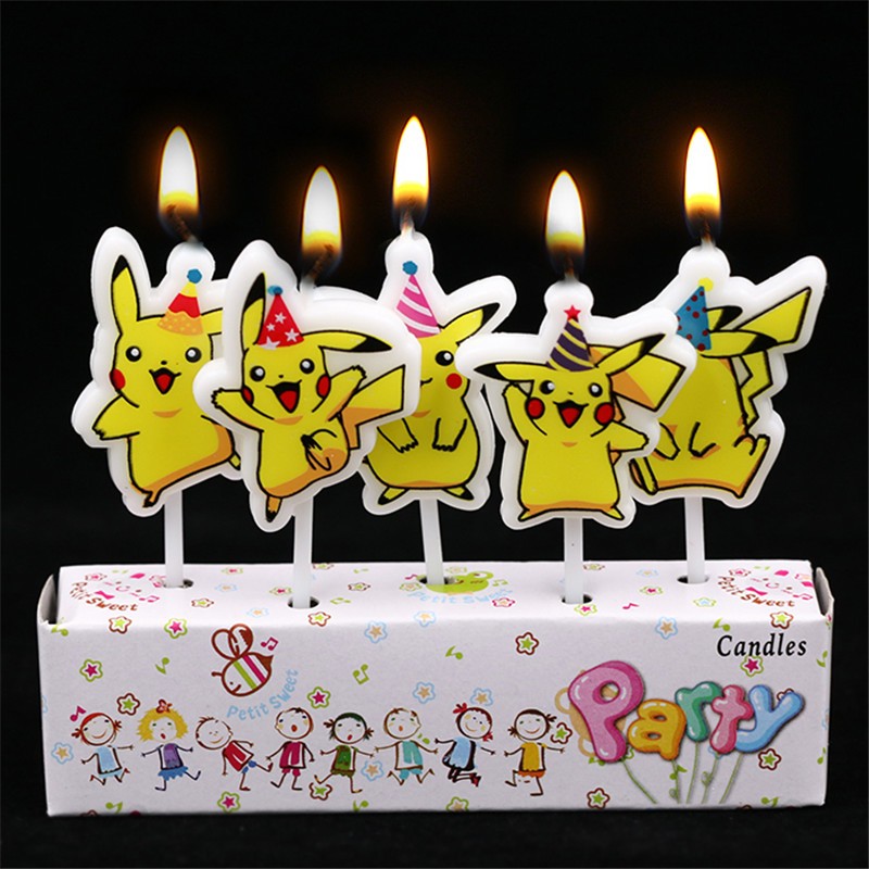 Candle Surprise - 5 ピース/ロットポケモン誕生日ケーキキャンドル子供漫画ピカチュウアニメ人形パーティーの装飾子供のケーキパラフィンフィギュアキャンドル