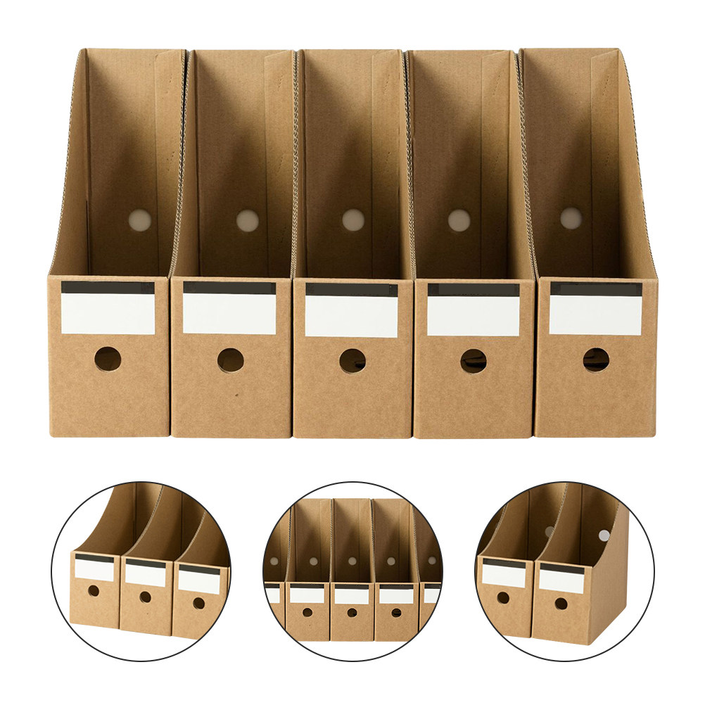 Kraft Paper Box - 10個入りクラフト紙ファイル収納ボックス、マガジンホルダーデスクオーガナイザーオフィス用品、家庭、オフィス、学校用多機能ケース