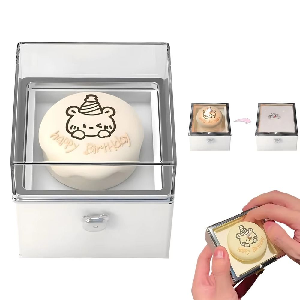 Candle Surprise - 自動反転クマフリップリングボックス回転デザインライトキャンドルミニケーキサプライズ回転ボックスサプライズメカニズム
