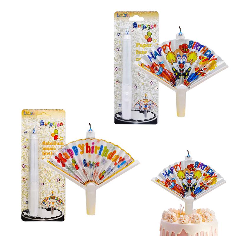 Candle Surprise - ファン型バナー付きハッピーバースデーキャンドル、サプライズキャンドル、面白いケーキトッパー、トリックキャンドル、クリエイティブなパーティーデコレーション用品
