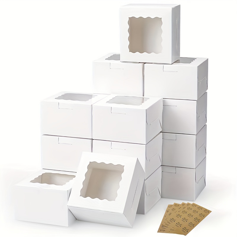 Kraft Paper Box - 10 個クラフト紙ケーキキャンディボックスオープンウィンドウウェディングジュエリーチョコレートギフト包装ボックスベーキングパーティー用品