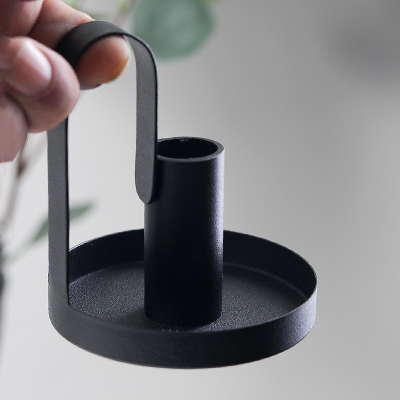 Candle Supplies Usa - クリスマスデコレーション用品 キャンドルホルダー装飾 メタル製クリエイティブハンドヘルドトレイ ワックスカップ ブラックキャンドルホルダー