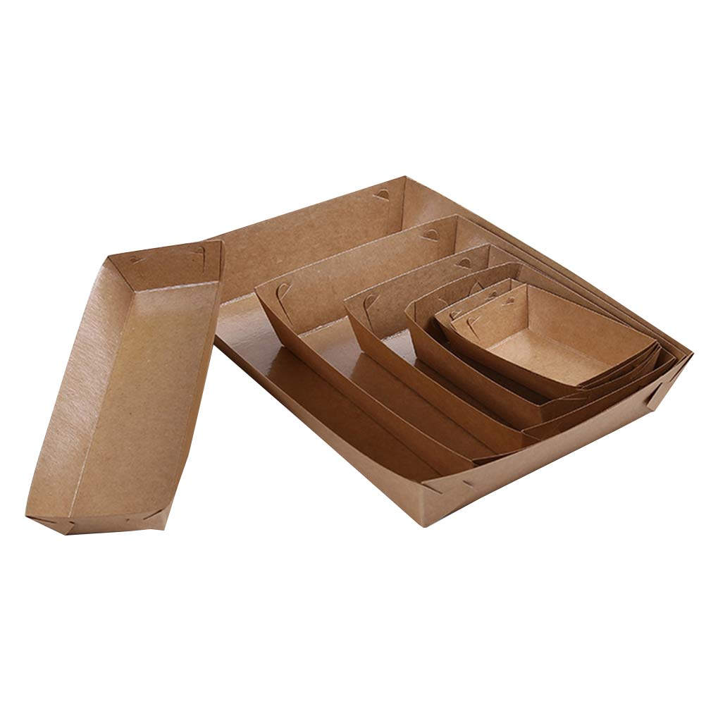 30個入り使い捨てボート型包装箱 クラフト紙製スナックフード - Kraft Paper Box のレビューと価格