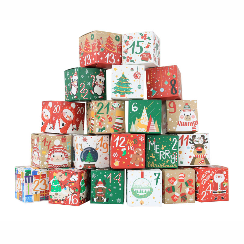 24個/セット クリスマスアドベントカレンダーボックス クラ - Kraft Paper Box のレビューと価格