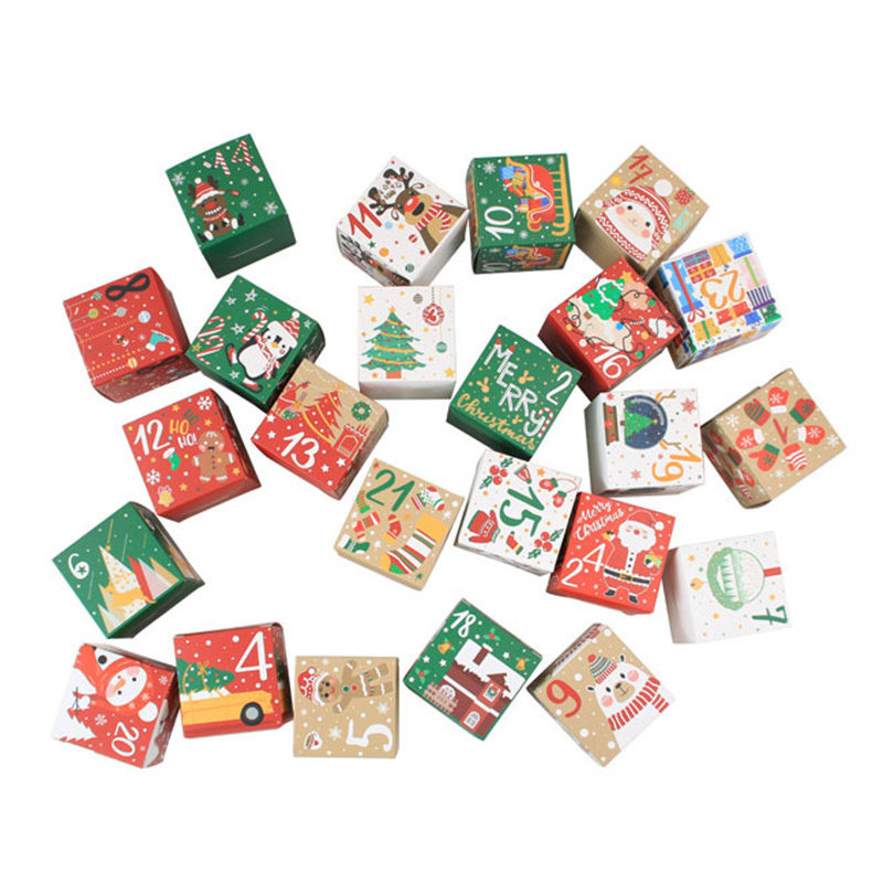 24個/セット クリスマスアドベントカレンダーボックス クラ - Kraft Paper Box のレビューと価格