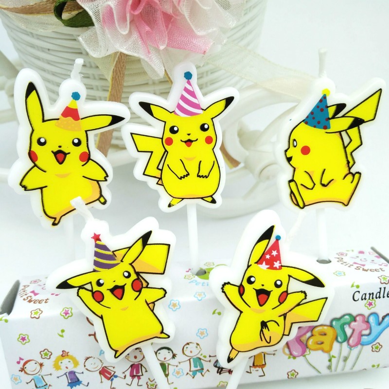 5 ピース/ロットポケモン誕生日ケーキキャンドル子供漫画ピカ - Candle Surprise のレビューと価格