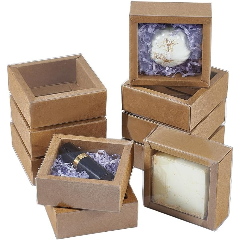 16個 クラフト紙引き出しボックス 3.2x3.3x1.3イ - Kraft Paper Box のレビューと価格