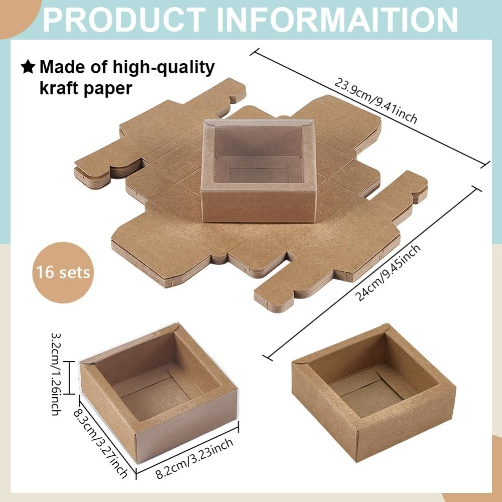 16個 クラフト紙引き出しボックス 3.2x3.3x1.3イ - Kraft Paper Box のレビューと価格