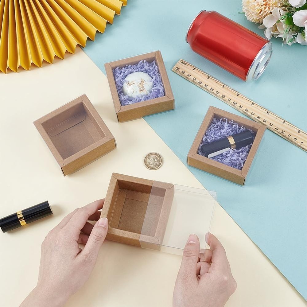 16個 クラフト紙引き出しボックス 3.2x3.3x1.3イ - Kraft Paper Box のレビューと価格