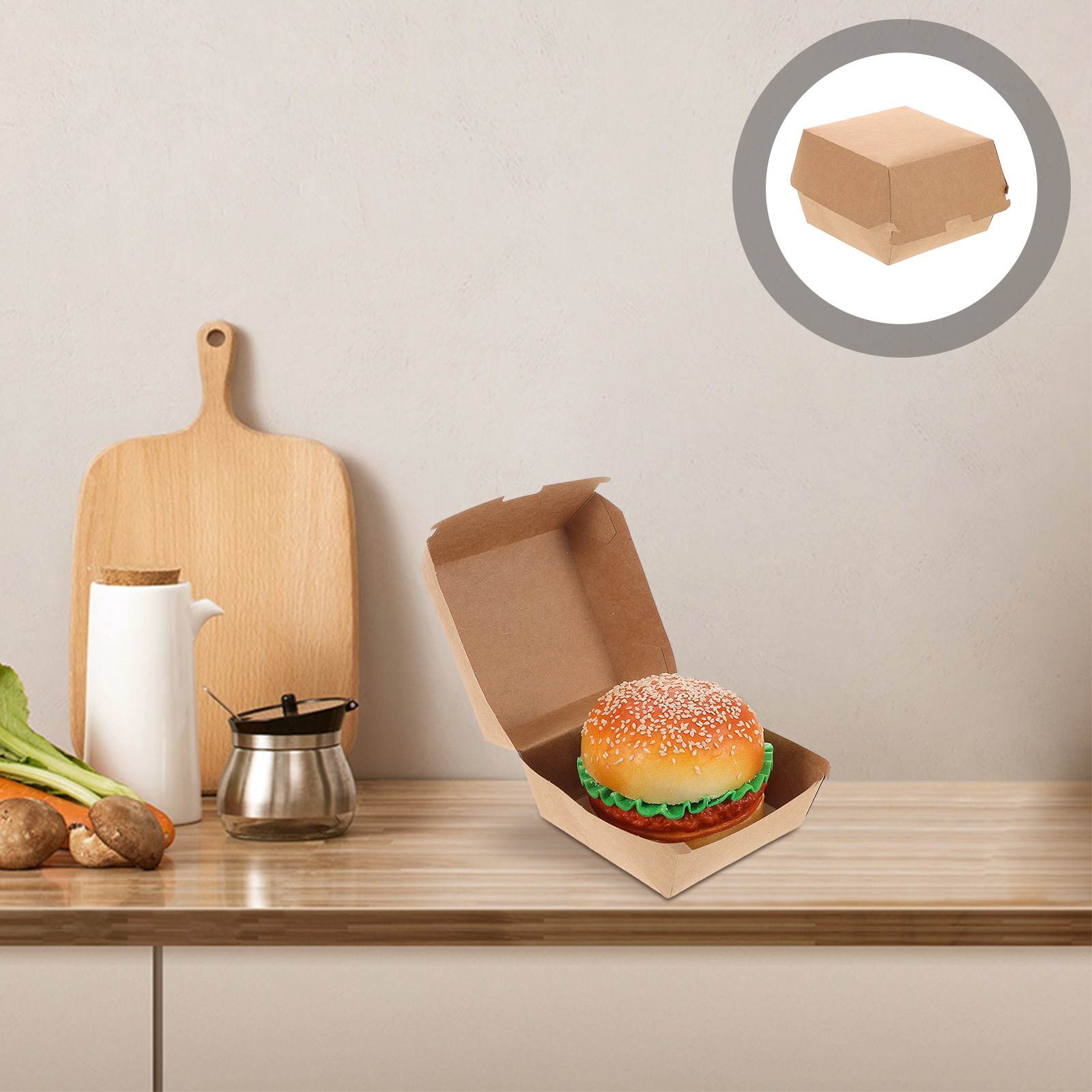30個入りバーガーボックス クラフト紙製 食品グレード 使い - Kraft Paper Box のレビューと価格