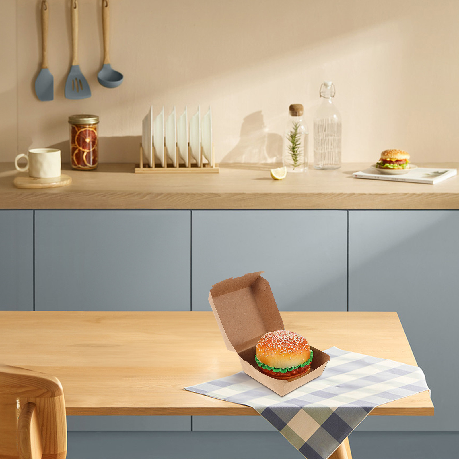 30個入りバーガーボックス クラフト紙製 食品グレード 使い - Kraft Paper Box のレビューと価格