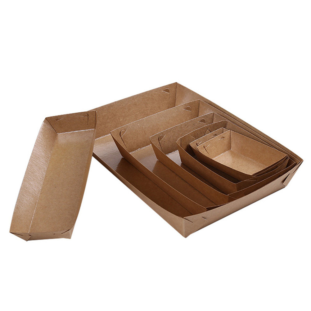 30個入りクラフト紙製使い捨てボート型包装トレイ スナック食 - Kraft Paper Box のレビューと価格