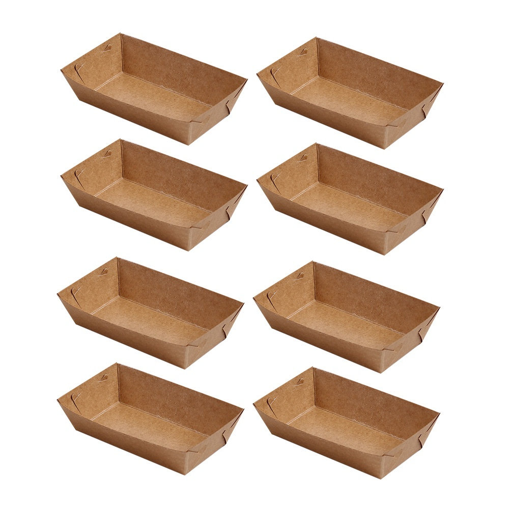30個入りクラフト紙製使い捨てボート型包装トレイ スナック食 - Kraft Paper Box のレビューと価格
