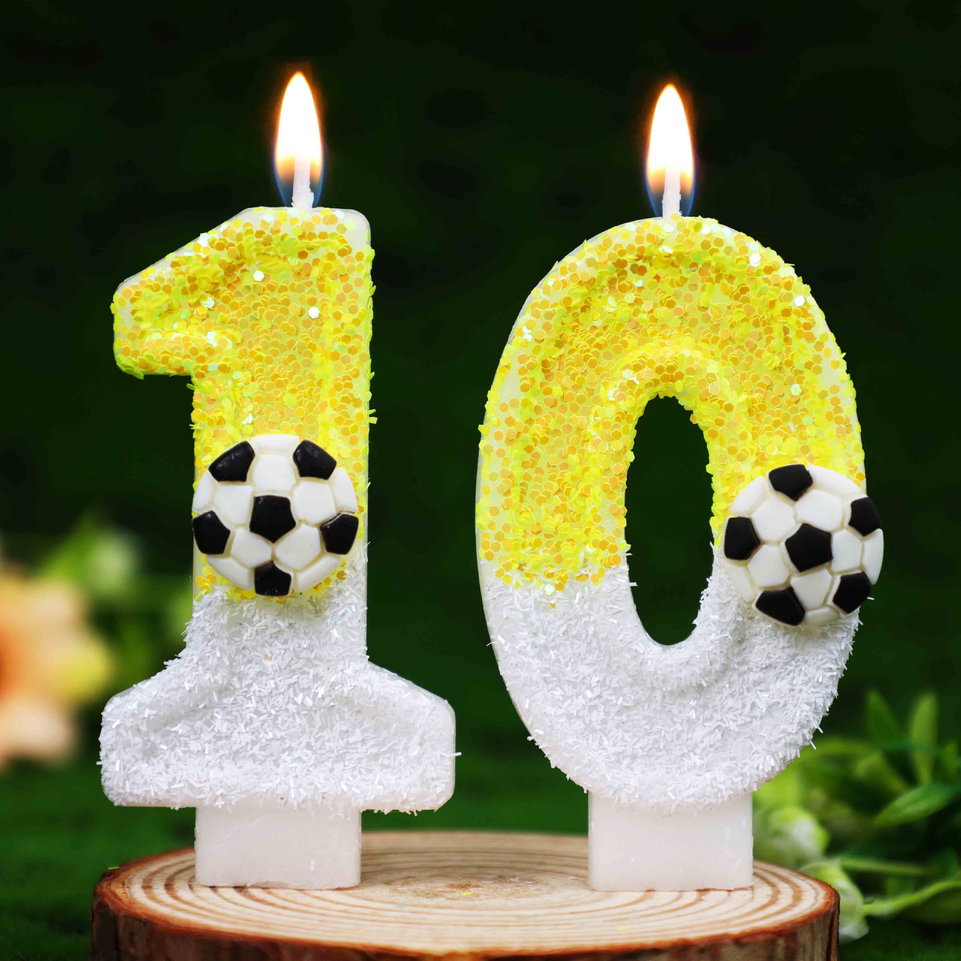黄色と白のスパンコールスポーツフットボールデジタルバースデー - Candle Supplies Usa のレビューと価格