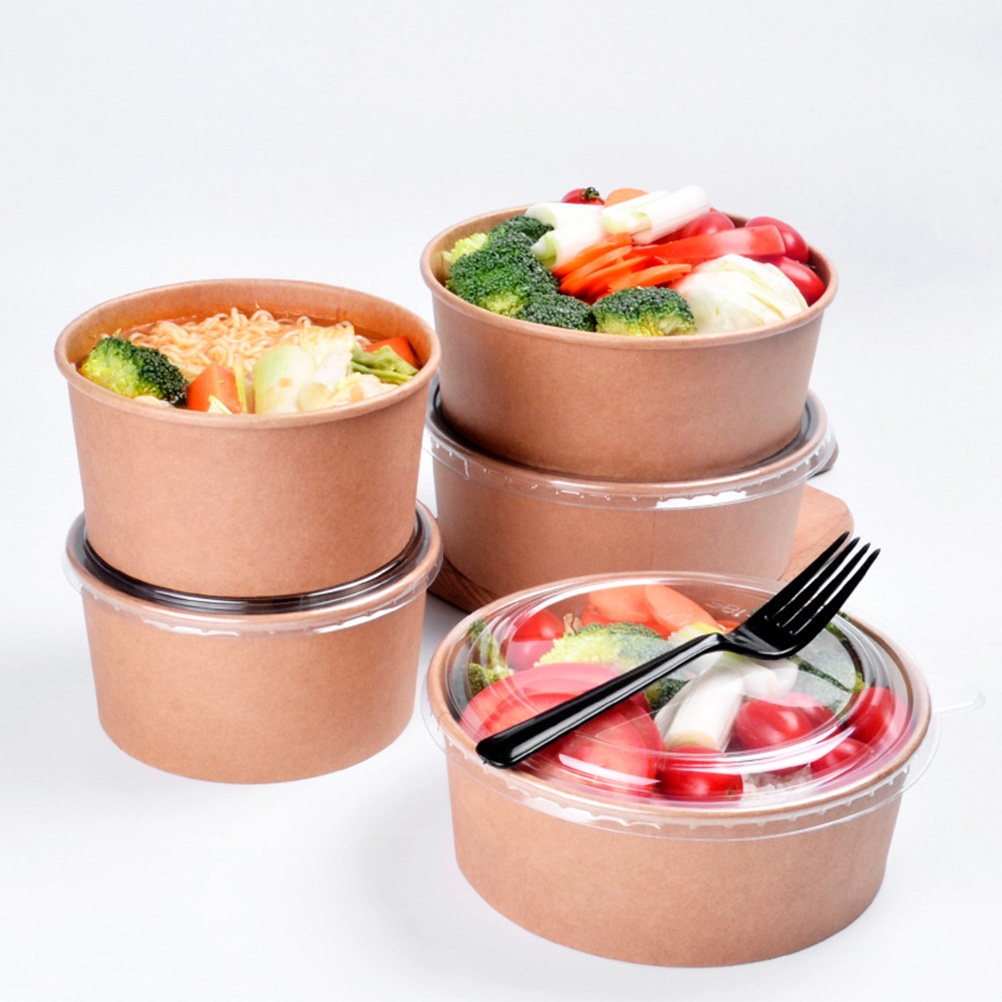 20個入りクラフト紙ボウル、漏れ防止使い捨てサラダボウル、食 - Kraft Paper Box のレビューと価格
