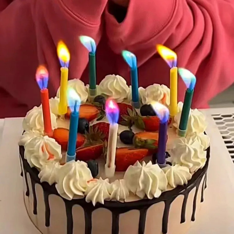 マルチカラーのカラフルな炎のキャンドル、5/12パック、誕生 - Candle Surprise のレビューと価格