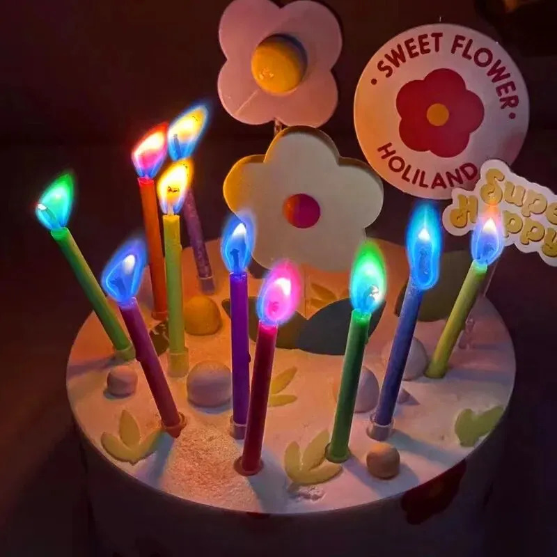 マルチカラーのカラフルな炎のキャンドル、5/12パック、誕生 - Candle Surprise のレビューと価格