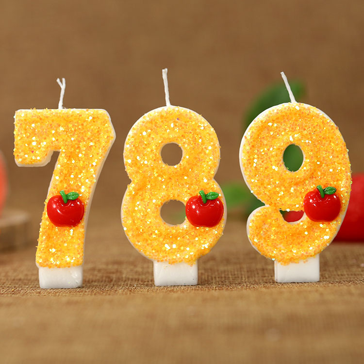 赤いリンゴの新鮮な黄色のデジタルバースデーキャンドル - パ - Candle Supplies Usa のレビューと価格