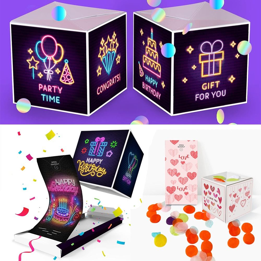 カラフルな紙フラグメントサプライズカード、ポップアップ爆発ボ - Kraft Paper Box のレビューと価格